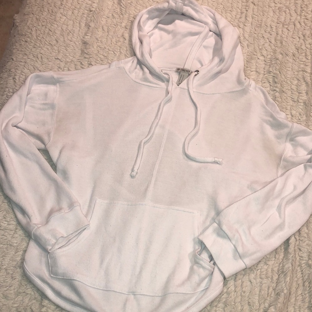 White open back hoodie